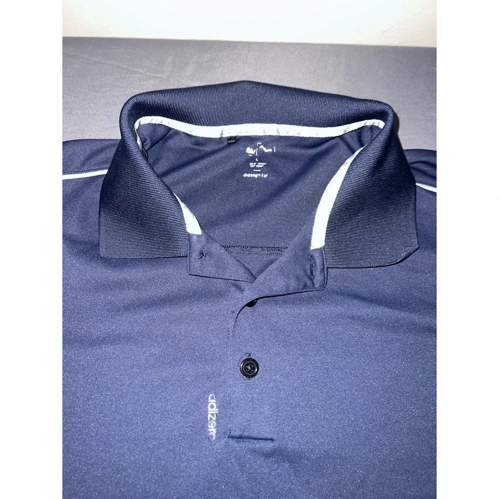 Adidas Polo Shirt Mens Large Navy Blue Good Adizero Golf Performance 3-Stripe